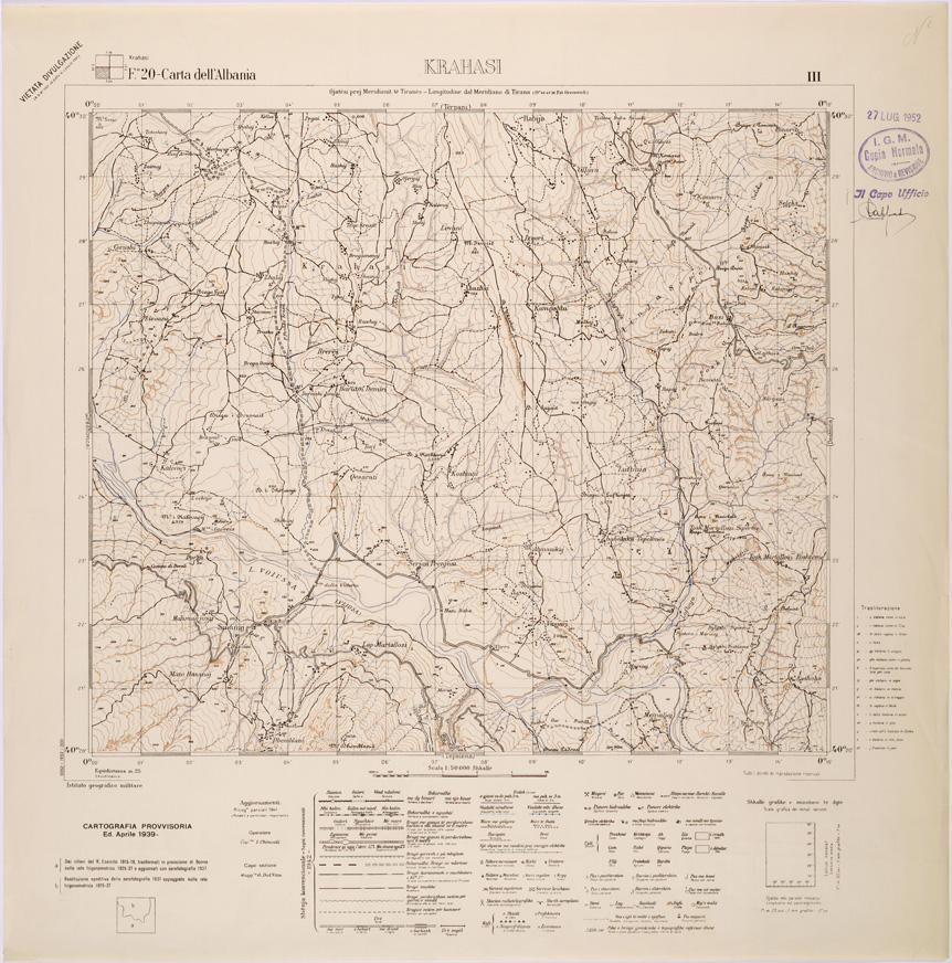 (N:32031) CARTA DELL'ALBANIA FOGLIO 20 III KRAHASI (SE006098) Carte e stampe antiche: riproduzione a colori su carta (formato A1)