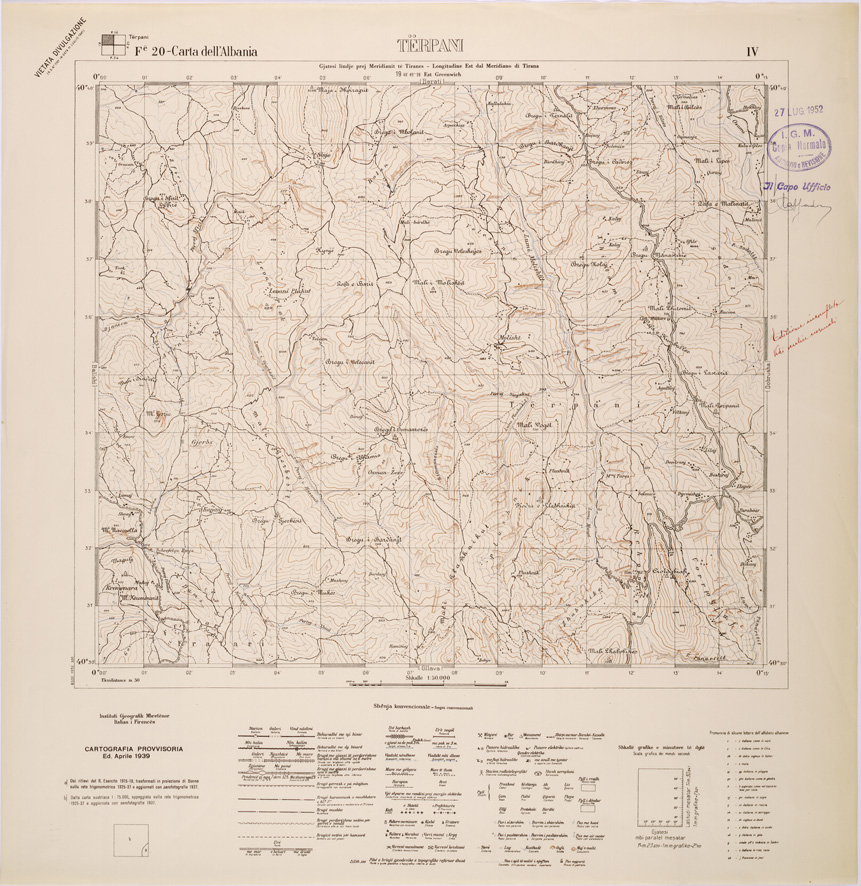 (N:32034) CARTA DELL'ALBANIA FOGLIO 20 IV TERPANI (SE006099) Carte e stampe antiche: riproduzione a colori su carta (formato A1)