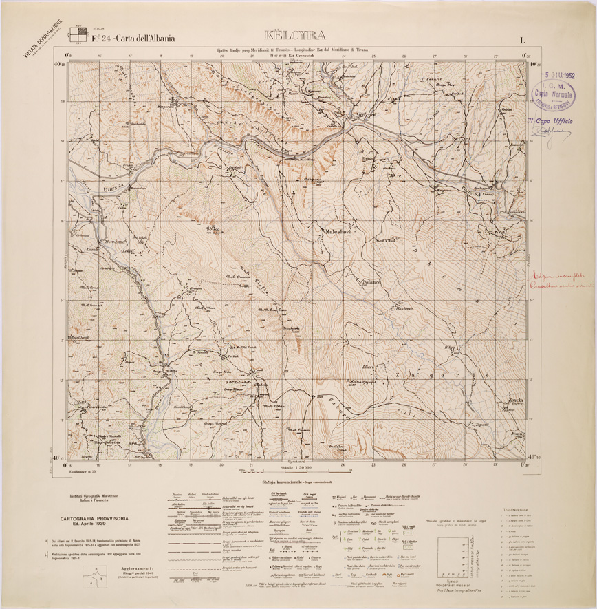 (N:32051) CARTA DELL'ALBANIA FOGLIO 24 I KELCYRA (SE006109) Carte e stampe antiche: riproduzione a colori su carta (formato A1)