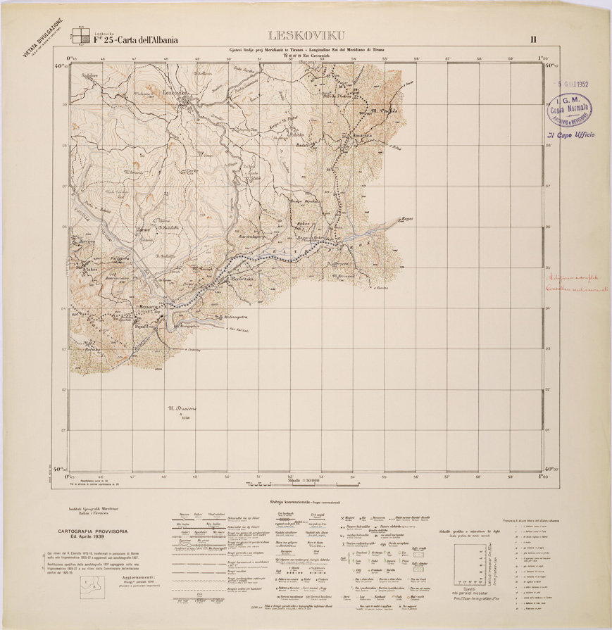 (N:32056) CARTA DELL'ALBANIA FOGLIO 25 II LESKOVIKU (SE006114) Carte e stampe antiche: riproduzione a colori su carta (formato A1)