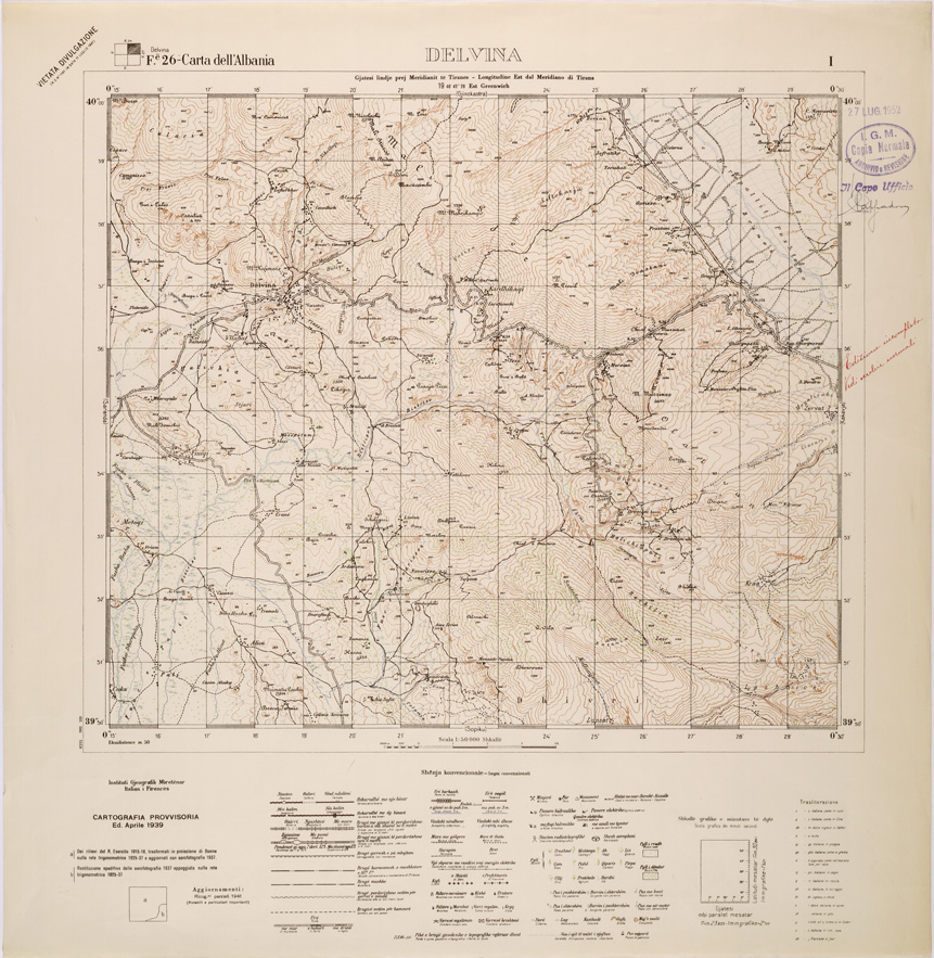 (N:32059) CARTA DELL'ALBANIA FOGLIO 26 I DELVINA (SE006117) Carte e stampe antiche: riproduzione a colori su carta (formato A1)