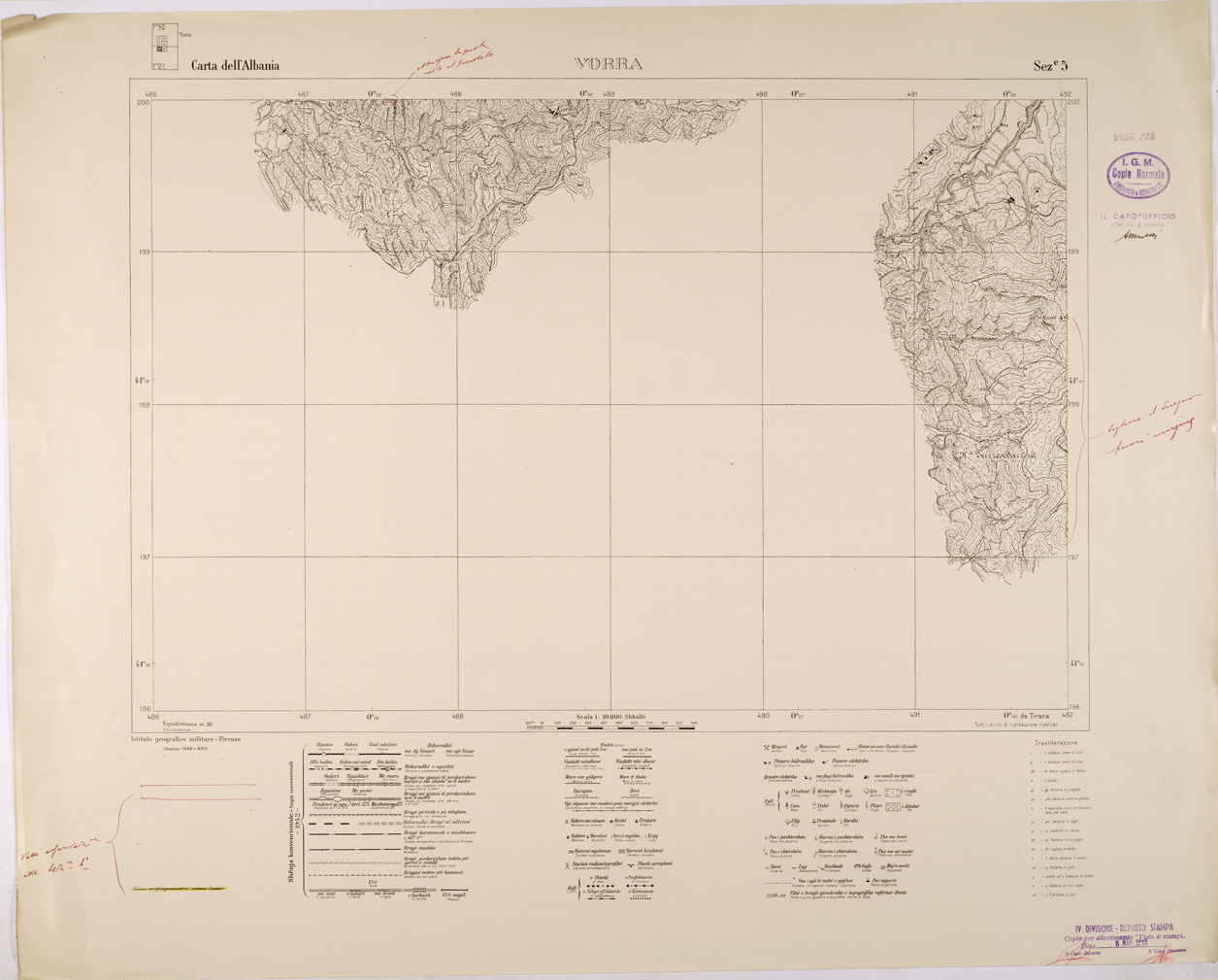 (N:31855) COMUNE DI VORRA - SEZIONE 5 (SE006127) Carte e stampe antiche: riproduzione a colori su carta (formato A1)