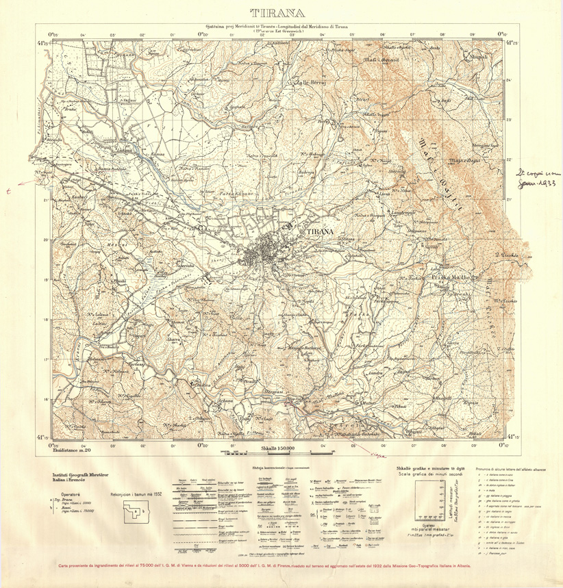 (N:31858) TIRANA (SE006133) Carte e stampe antiche: riproduzione a colori su carta (formato A1)