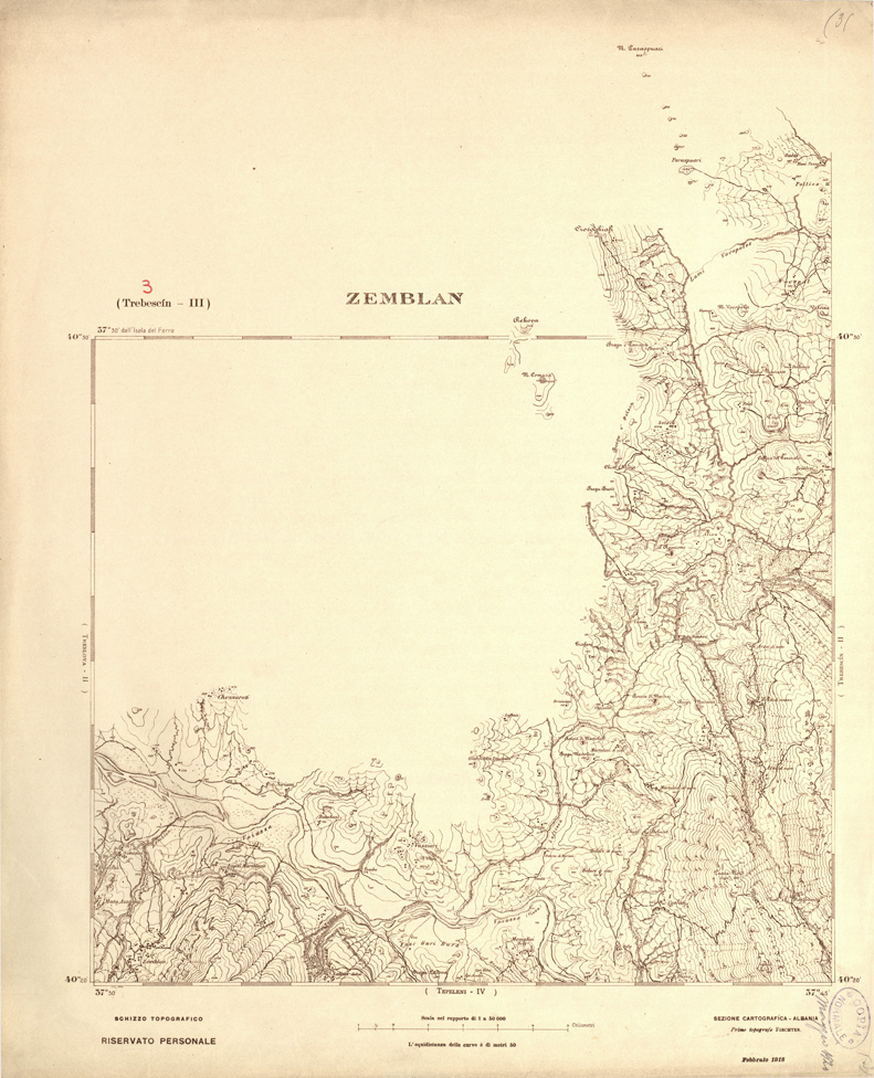 (N:31876) ALBANIA MERIDIONALE - ZEMBLAN (SE006172) Carte e stampe antiche: riproduzione a colori su carta (formato A1)