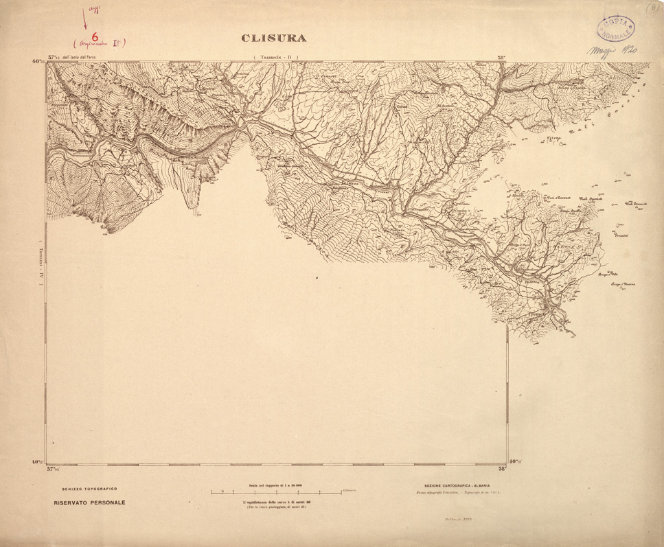 (N:31880) ALBANIA MERIDIONALE - CLISURA (SE006176) Carte e stampe antiche: riproduzione a colori su carta (formato A1)
