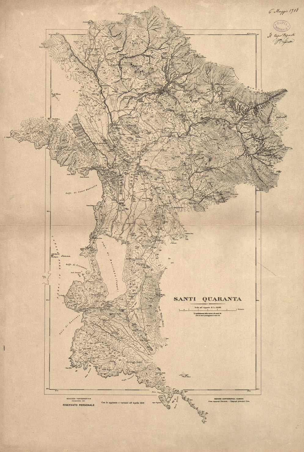 (N:31882) ALBANIA MERIDIONALE - SANTI QUARANTA (SE006178) Carte e stampe antiche: riproduzione a colori su carta (formato A1)