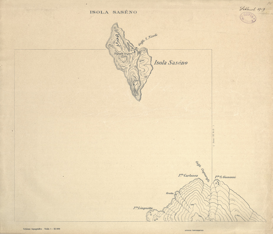 (N:31884) ALBANIA MERIDIONALE - ISOLA SASENO (SE006181) Carte e stampe antiche: riproduzione a colori su carta (formato A1)