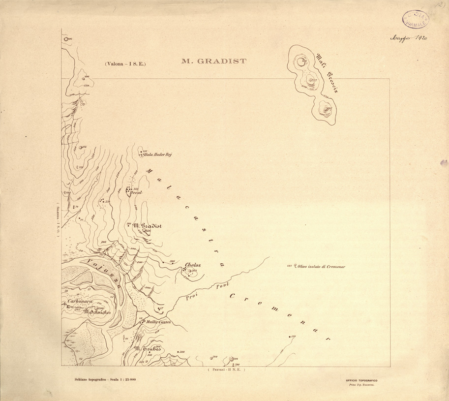(N:31885) ALBANIA MERIDIONALE - M. GRADIST (SE006182) Carte e stampe antiche: riproduzione a colori su carta (formato A1)
