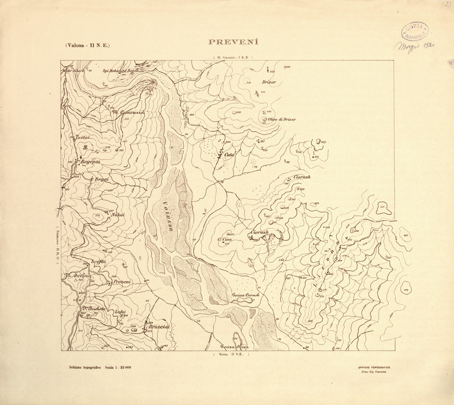 (N:31888) ALBANIA MERIDIONALE - PREVENI (SE006185) Carte e stampe antiche: riproduzione a colori su carta (formato A1)