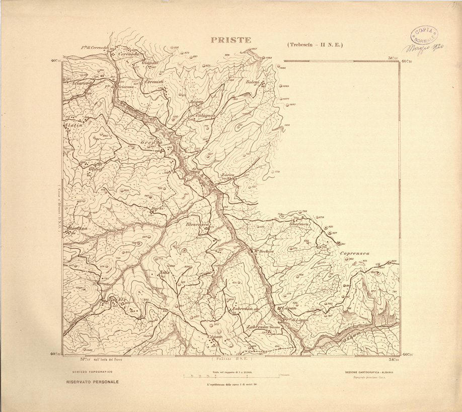 (N:31901) ALBANIA MERIDIONALE - PRISTE (SE006198) Carte e stampe antiche: riproduzione a colori su carta (formato A1)