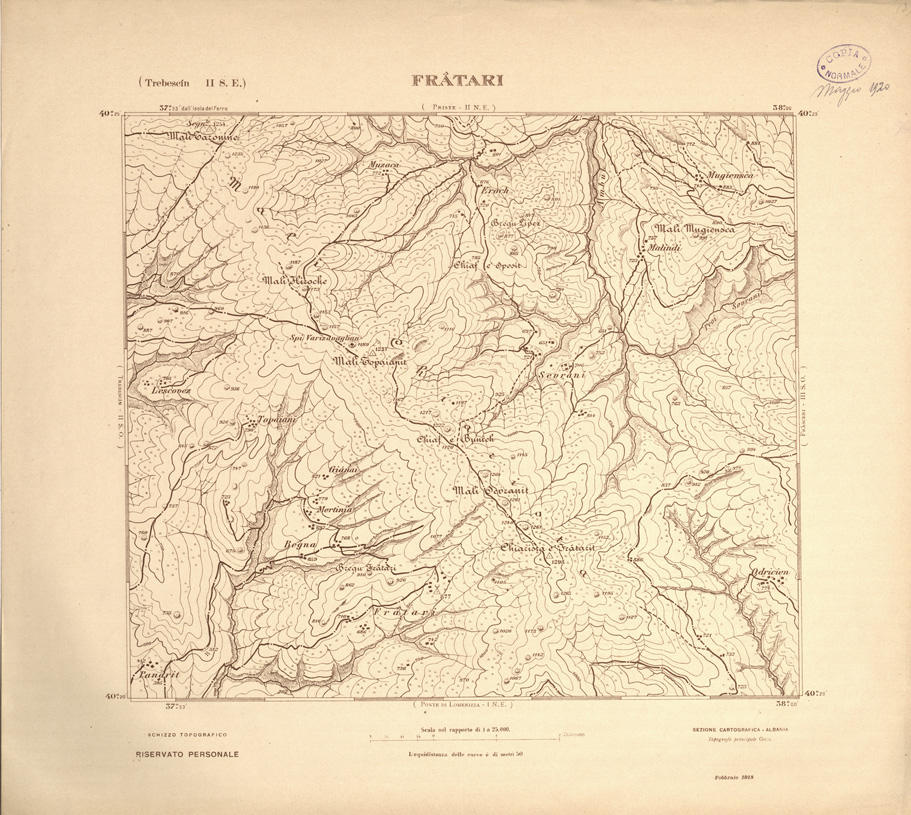 (N:31902) ALBANIA MERIDIONALE - FRATARI (SE006199) Carte e stampe antiche: riproduzione a colori su carta (formato A1)