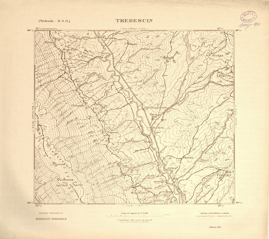 (N:31903) ALBANIA MERIDIONALE - TREBESCIN (SE006200) Carte e stampe antiche: riproduzione a colori su carta (formato A1)