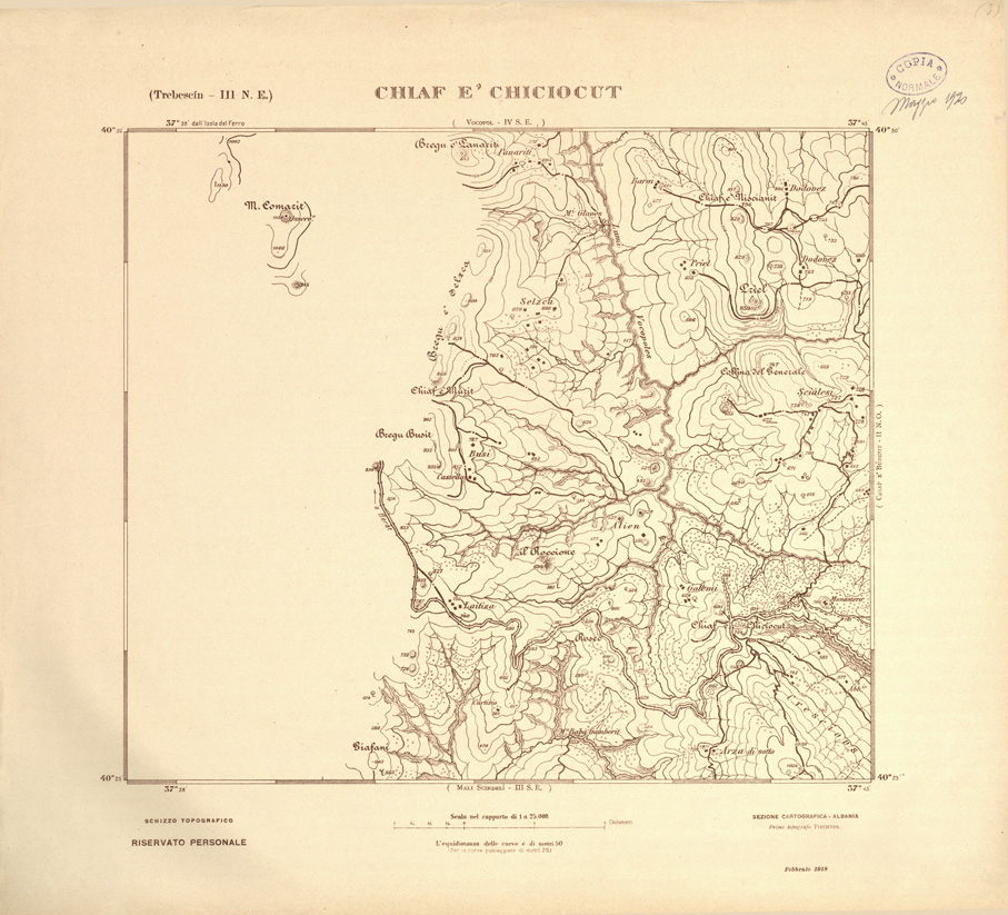 (N:31905) ALBANIA MERIDIONALE - CHIAF E CHICIOCUT (SE006202) Carte e stampe antiche: riproduzione a colori su carta (formato A1)