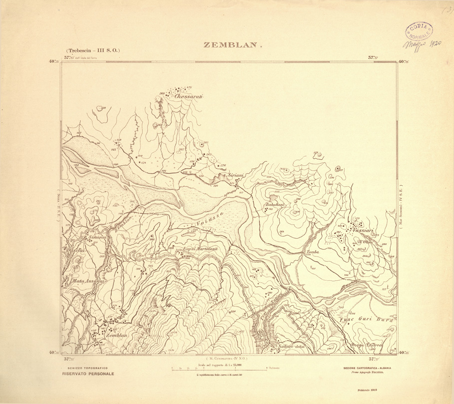(N:31907) ALBANIA MERIDIONALE - ZEMBLAN (SE006204) Carte e stampe antiche: riproduzione a colori su carta (formato A1)