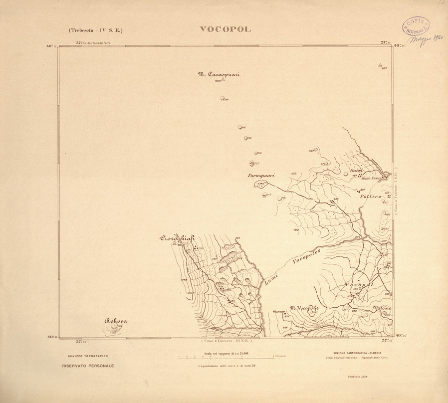 (N:31908) ALBANIA MERIDIONALE - VOCOPOL (SE006205) Carte e stampe antiche: riproduzione a colori su carta (formato A1)