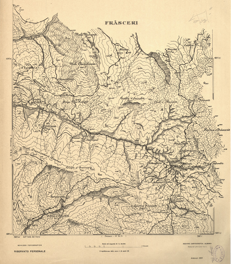 (N:31909) ALBANIA MERIDIONALE - FRASCERI (SE006206) Carte e stampe antiche: riproduzione a colori su carta (formato A1)