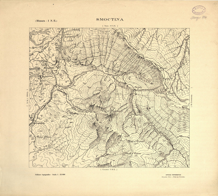 (N:31910) ALBANIA MERIDIONALE - SMOCTINA (SE006207) Carte e stampe antiche: riproduzione a colori su carta (formato A1)