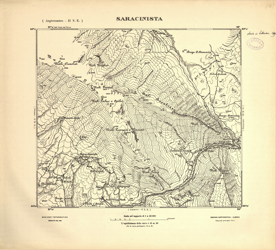 (N:31923) ALBANIA MERIDIONALE - SARACINISTA (SE006220) Carte e stampe antiche: riproduzione a colori su carta (formato A1)