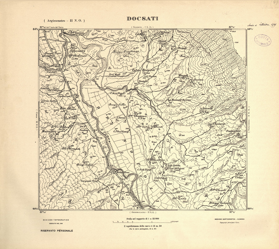 (N:31927) ALBANIA MERIDIONALE - DOCSATI (SE006223) Carte e stampe antiche: riproduzione a colori su carta (formato A1)