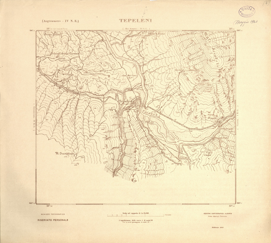 (N:31931) ALBANIA MERIDIONALE - TEPELENI (SE006227) Carte e stampe antiche: riproduzione a colori su carta (formato A1)