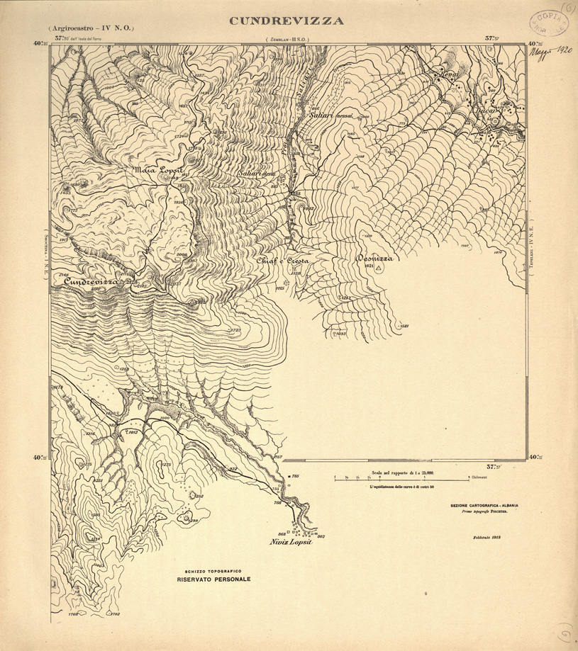 (N:31933) ALBANIA MERIDIONALE - CUNDREVIZZA (SE006229) Carte e stampe antiche: riproduzione a colori su carta (formato A1)