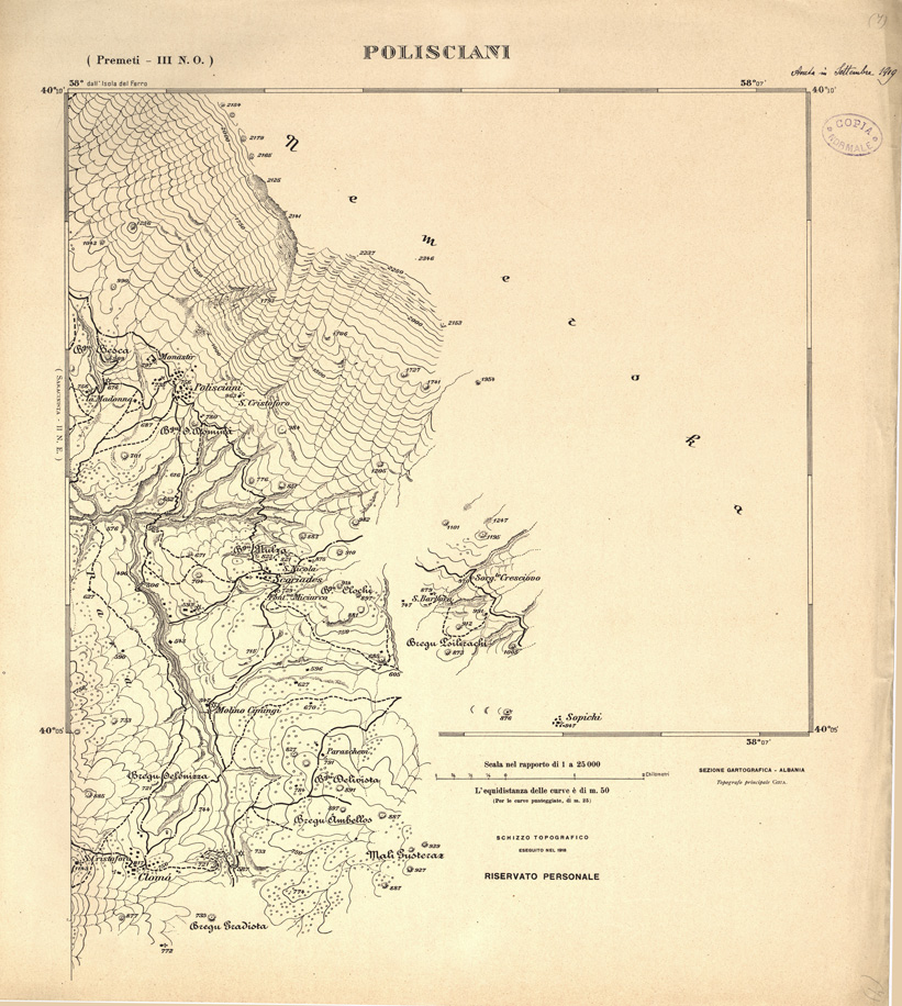 (N:31934) ALBANIA MERIDIONALE - POLISCIANI (SE006230) Carte e stampe antiche: riproduzione a colori su carta (formato A1)