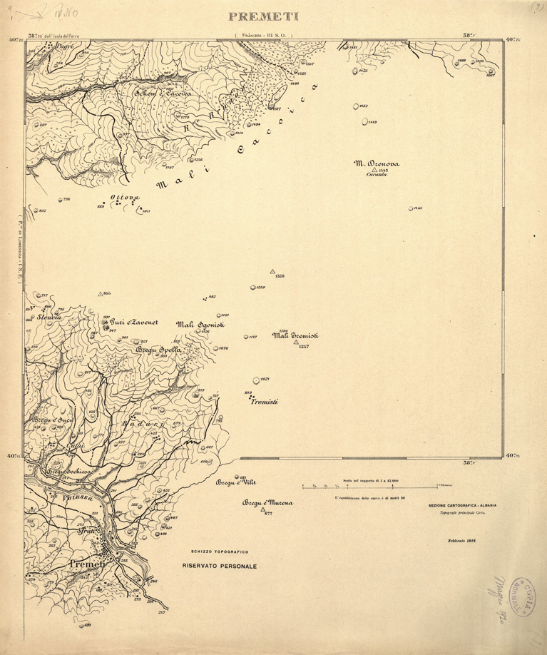 (N:31935) ALBANIA MERIDIONALE - PREMETI (SE006231) Carte e stampe antiche: riproduzione a colori su carta (formato A1)
