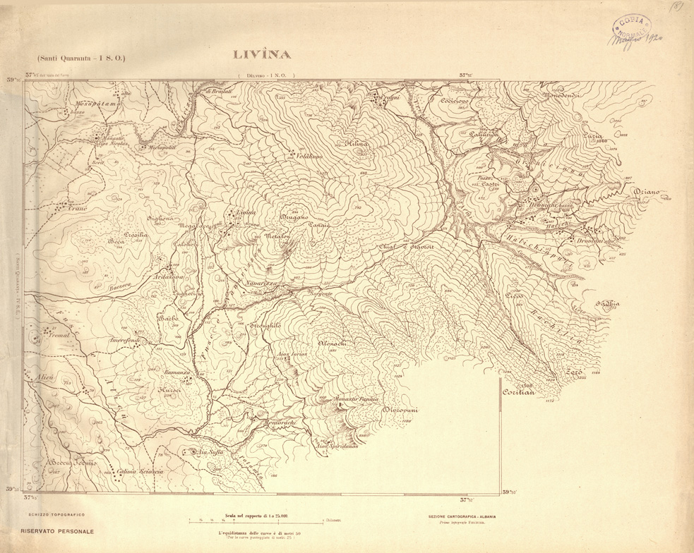 (N:31937) ALBANIA MERIDIONALE - LIVINA (SE006233) Carte e stampe antiche: riproduzione a colori su carta (formato A1)