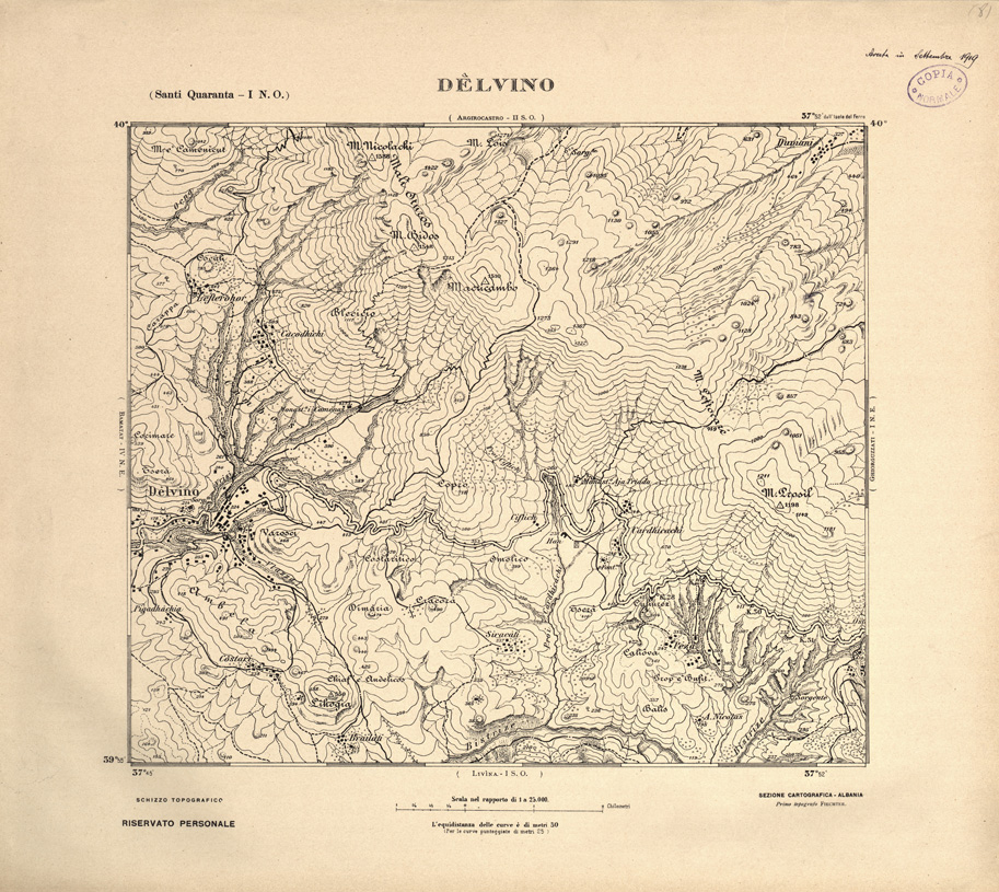 (N:31938) ALBANIA MERIDIONALE - DELVINO (SE006234) Carte e stampe antiche: riproduzione a colori su carta (formato A1)