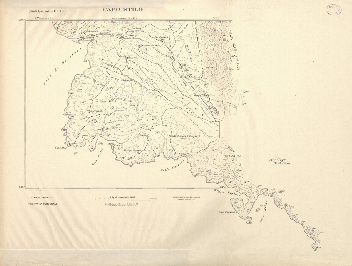 (N:31940) ALBANIA MERIDIONALE - CAPO STILO (SE006236) Carte e stampe antiche: riproduzione a colori su carta (formato A1)