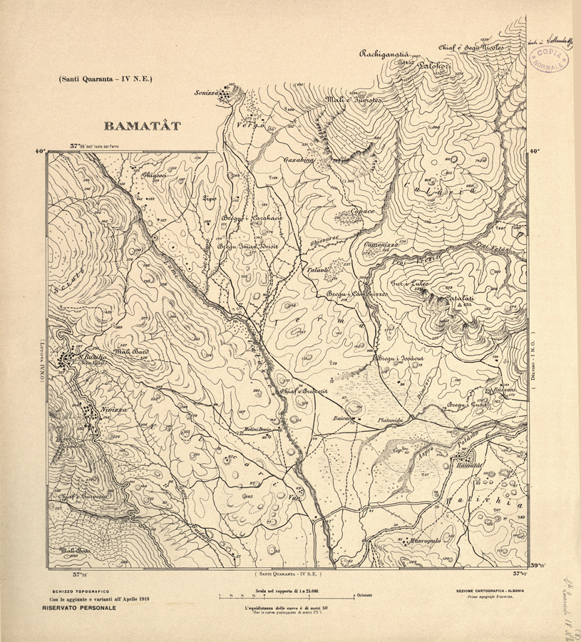 (N:31941) ALBANIA MERIDIONALE - BAMATAT (SE006237) Carte e stampe antiche: riproduzione a colori su carta (formato A1)