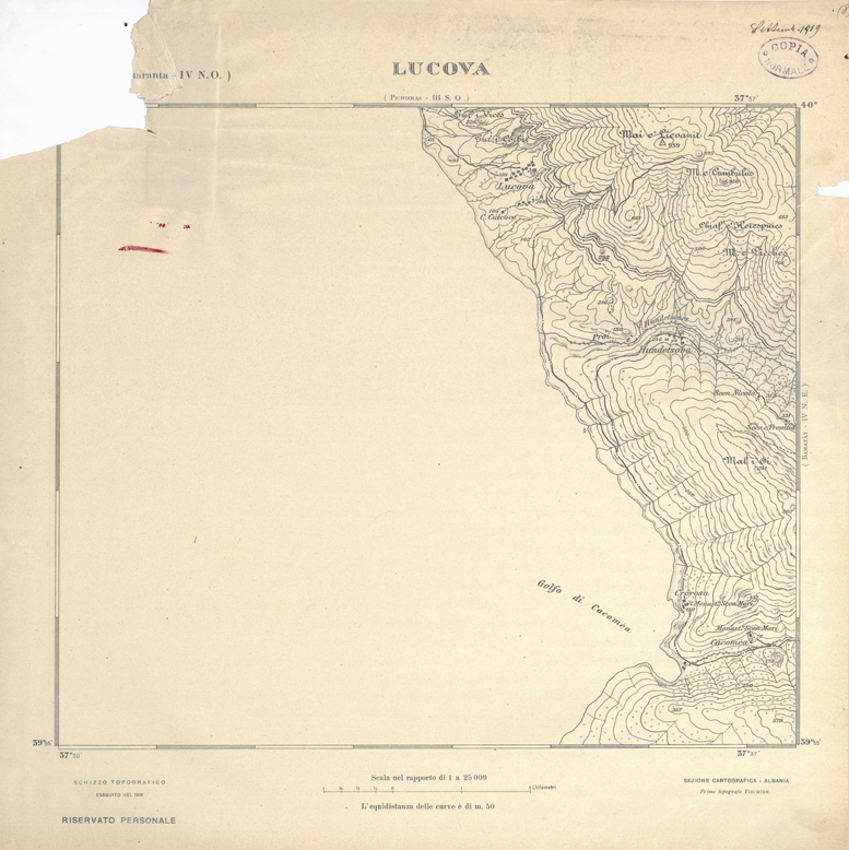 (N:31943) ALBANIA MERIDIONALE - LUCOVA (SE006239) Carte e stampe antiche: riproduzione a colori su carta (formato A1)