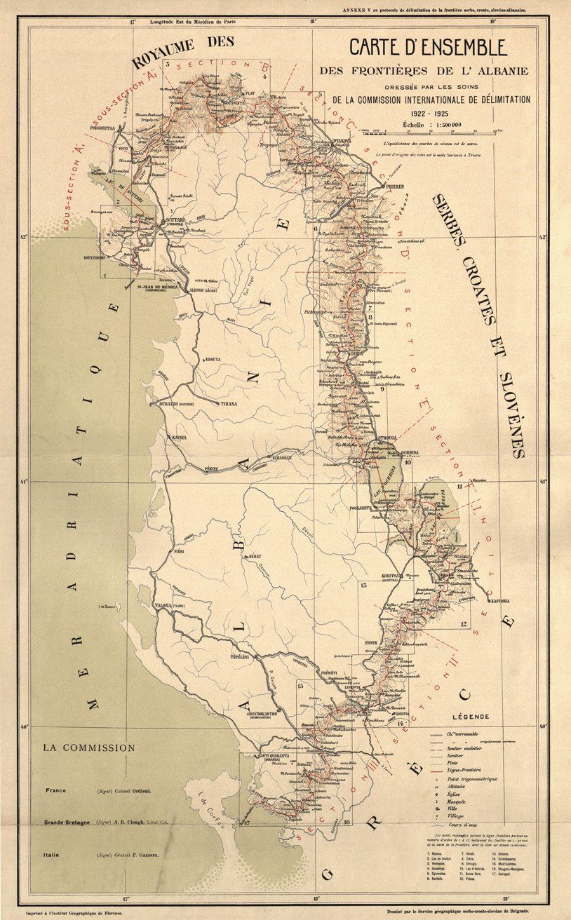 (N:31984) CARTE DE LA FRONTIERE S.H.S. - ALBANAISE - CARTE D'ENSEMBLE (SE006240) Carte e stampe antiche: riproduzione a colori su carta (formato A1)