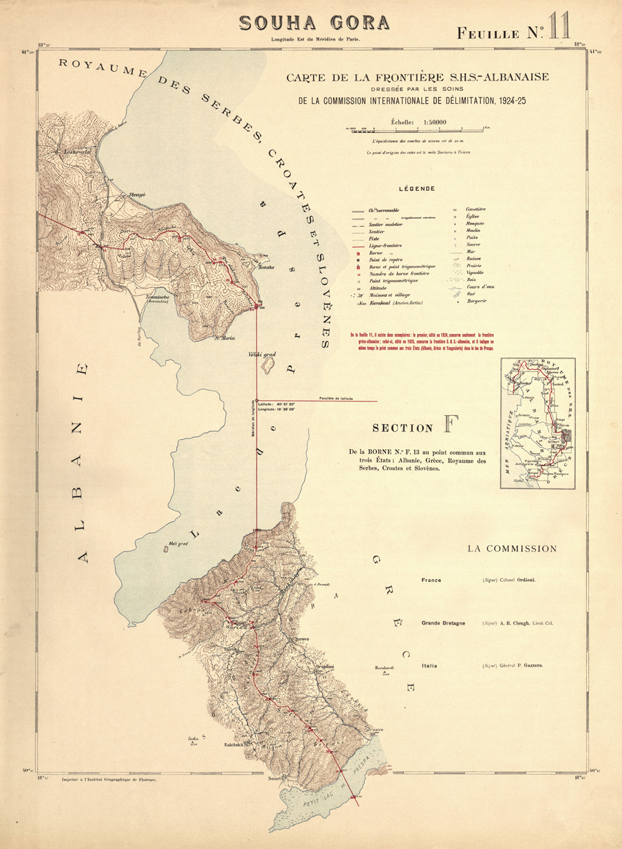 (N:31996) CARTE DE LA FRONTIERE S.H.S. - ALBANAISE - FEUILLE 11 - SOUHA GORA (SE006252) Carte e stampe antiche: riproduzione a colori su carta (formato A1)