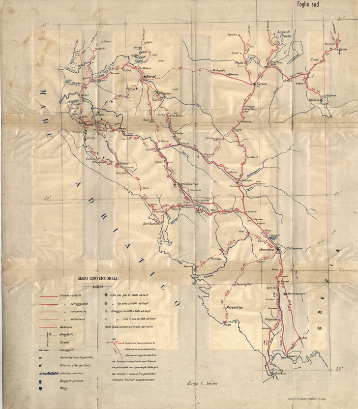 (N:32025) GUIDA MILITARE DELL'ALBANIA - FOGLIO SUD (SE006286) Carte e stampe antiche: riproduzione a colori su carta (formato A1)