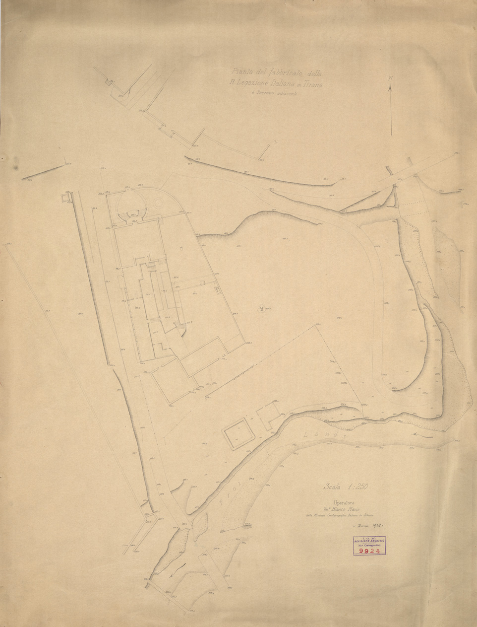 (N:32028) PIANTA DELLA LEGAZIONE ITALIANA IN TIRANA (SE006287) Carte e stampe antiche: riproduzione a colori su carta (formato A1)