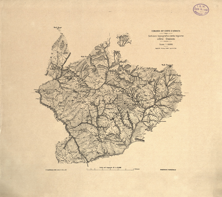 (N:32038) SCHIZZO TOPOGRAFICO DELLA REGIONE OLTRE OSSUM (SE006297) Carte e stampe antiche: riproduzione a colori su carta (formato A1)