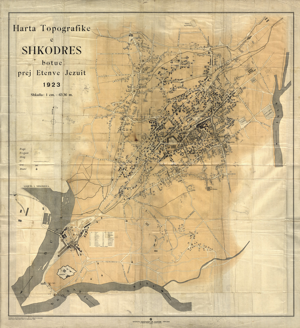 (N:32041) HARTA TOPOGRAFIKE E SHKODRES (SE006299) Carte e stampe antiche: riproduzione a colori su carta (formato A1)