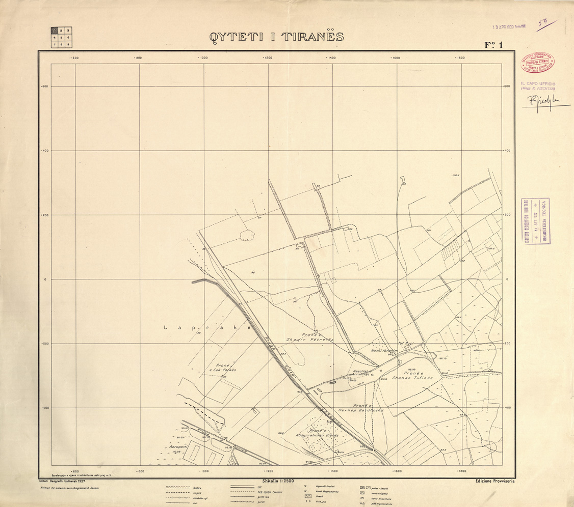 (N:32069) QYTETI I TIRANES - FOGLIO 1 (SE006315) Carte e stampe antiche: riproduzione a colori su carta (formato A1)