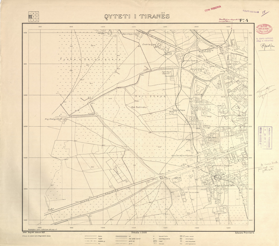 (N:32074) QYTETI I TIRANES - FOGLIO 4 (SE006321) Carte e stampe antiche: riproduzione a colori su carta (formato A1)