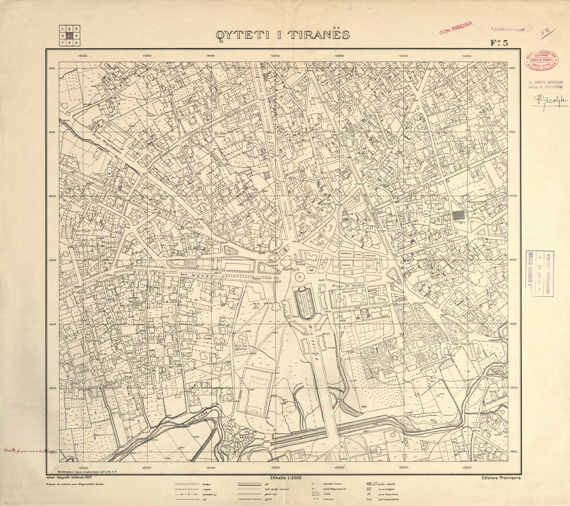 (N:32075) QYTETI I TIRANES - FOGLIO 5 (SE006323) Carte e stampe antiche: riproduzione a colori su carta (formato A1)
