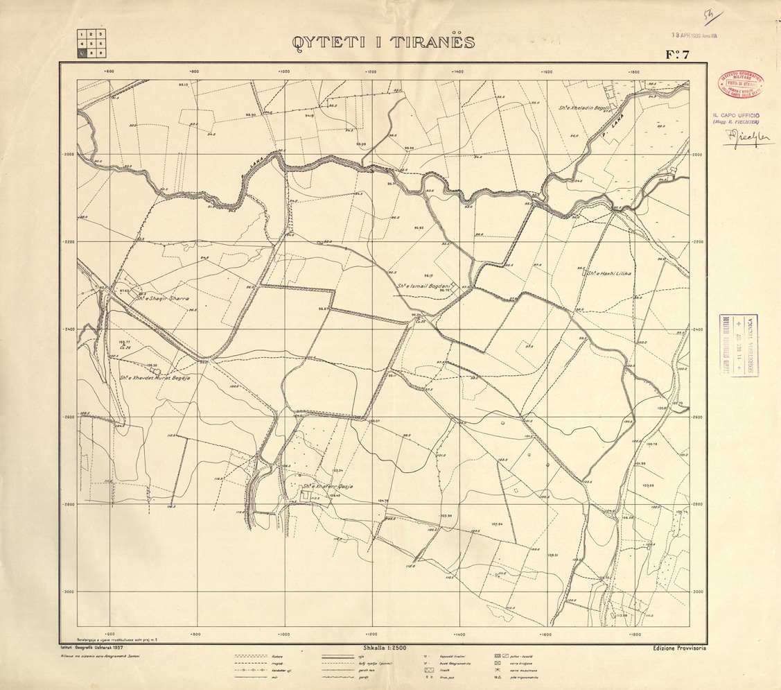 (N:32077) QYTETI I TIRANES - FOGLIO 7 (SE006327) Carte e stampe antiche: riproduzione a colori su carta (formato A1)