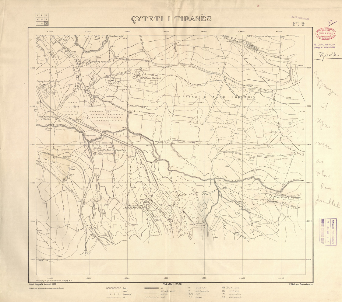 (N:32079) QYTETI I TIRANES - FOGLIO 9 (SE006331) Carte e stampe antiche: riproduzione a colori su carta (formato A1)