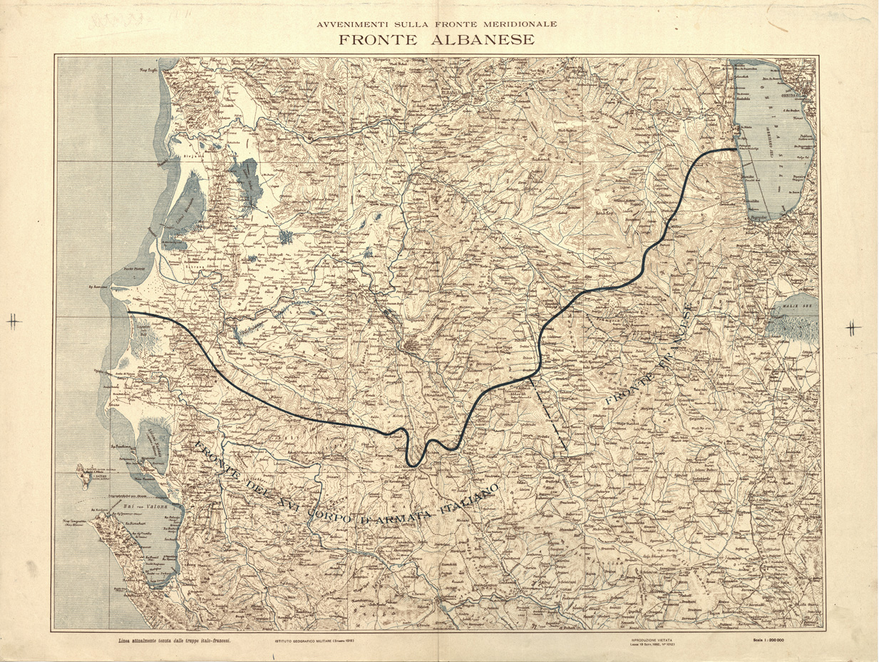 (N:32093) AVVENIMENTI SUL FRONTE MERIDIONALE ALBANESE (SE006367) Carte e stampe antiche: riproduzione a colori su carta (formato A1)