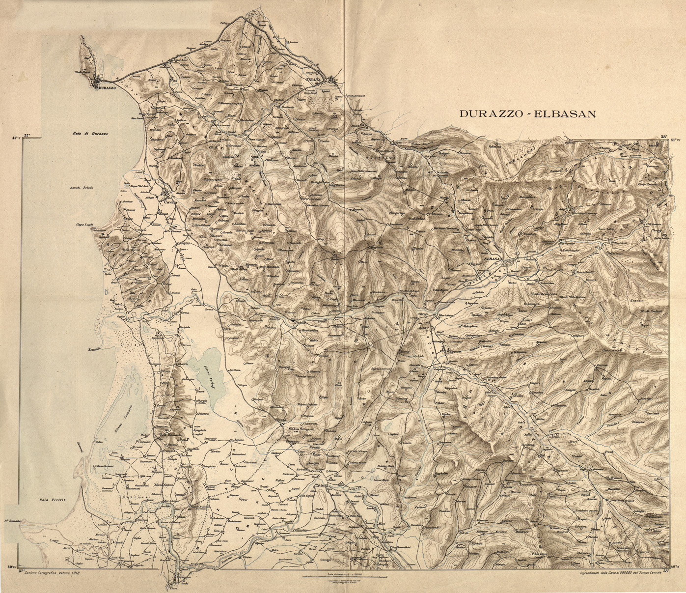 (N:32094) DURAZZO - ELBASAN (SE006368) Carte e stampe antiche: riproduzione a colori su carta (formato A1)