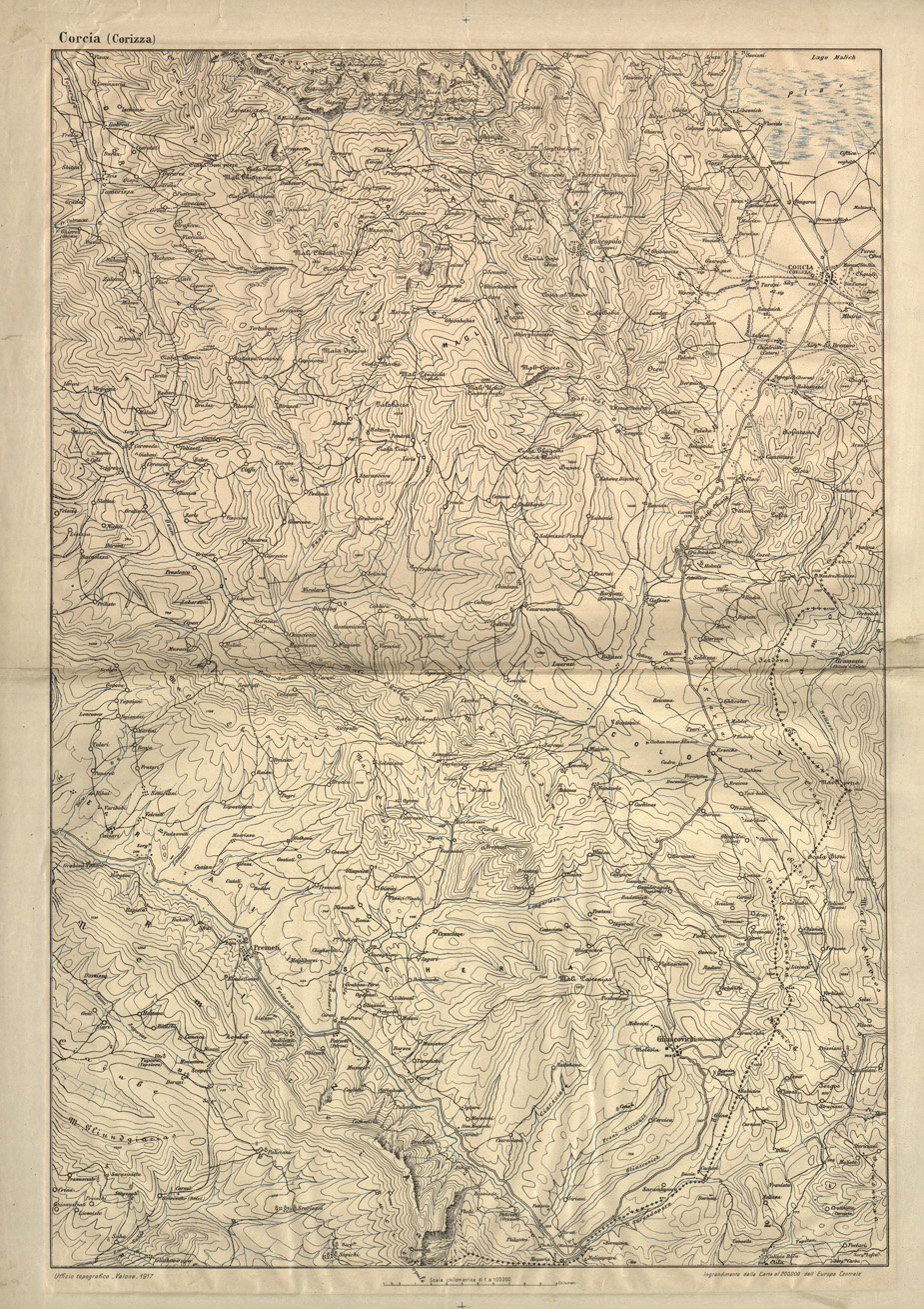 (N:32099) CORCIA (CORIZZA) (SE006372) Carte e stampe antiche: riproduzione a colori su carta (formato A1)