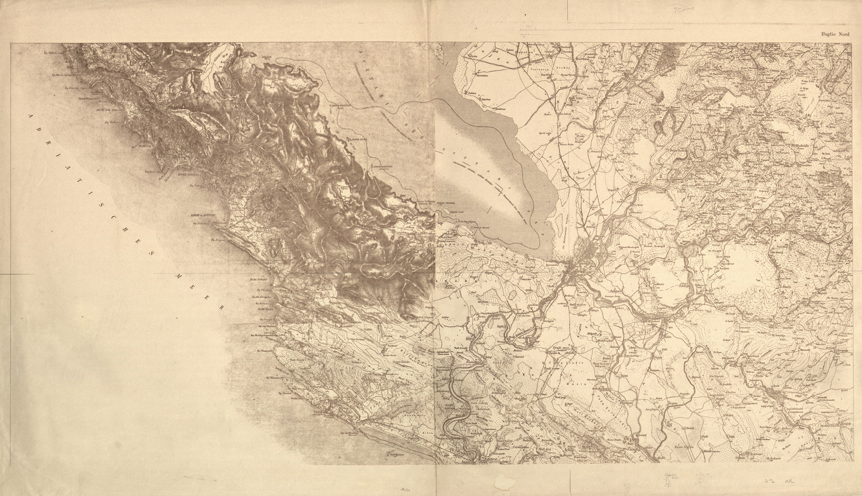 (N:32104) ZONA DI SCUTARI CAPO RODONI - FOGLIO NORD (SE006376) Carte e stampe antiche: riproduzione a colori su carta (formato A1)