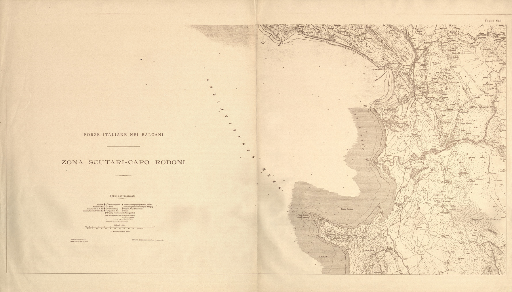 (N:32105) ZONA DI SCUTARI CAPO RODONI - FOGLIO SUD (SE006378) Carte e stampe antiche: riproduzione a colori su carta (formato A1)