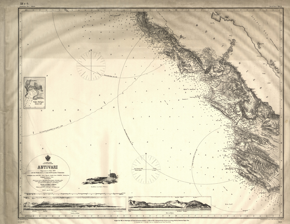 (N:32072) CARTA IDROGRAFICA DELL'ALBANIA - FOGLIO 25 - ANTIVARI (SE006385) Carte e stampe antiche: riproduzione a colori su carta (formato A1)
