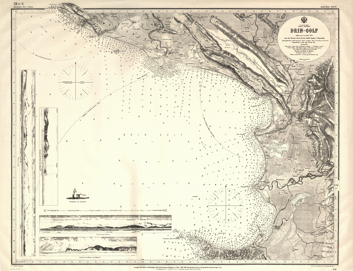 (N:32096) CARTA IDROGRAFICA DELL'ALBANIA - FOGLIO 26 - DRIN GOLF (SE006386) Carte e stampe antiche: riproduzione a colori su carta (formato A1)